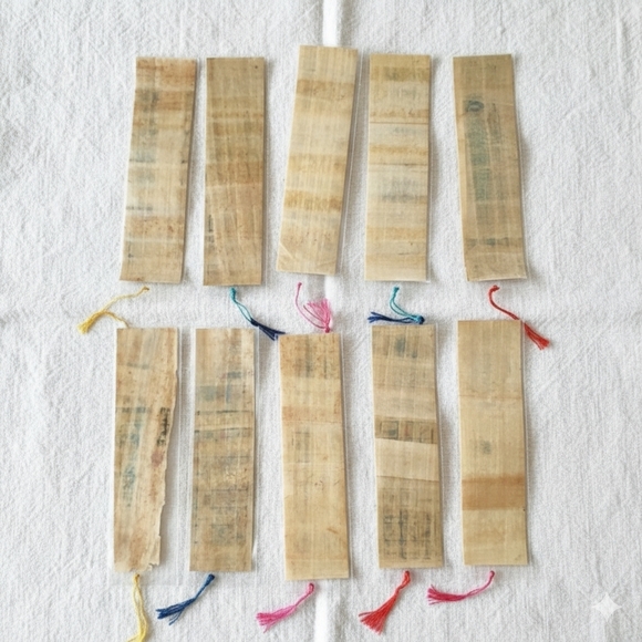 Egyptian 10 Bookmarks Papyrus Party Gifts Hyroglyphic Alphabet Pharoh King Queen - Picture 2 of 7